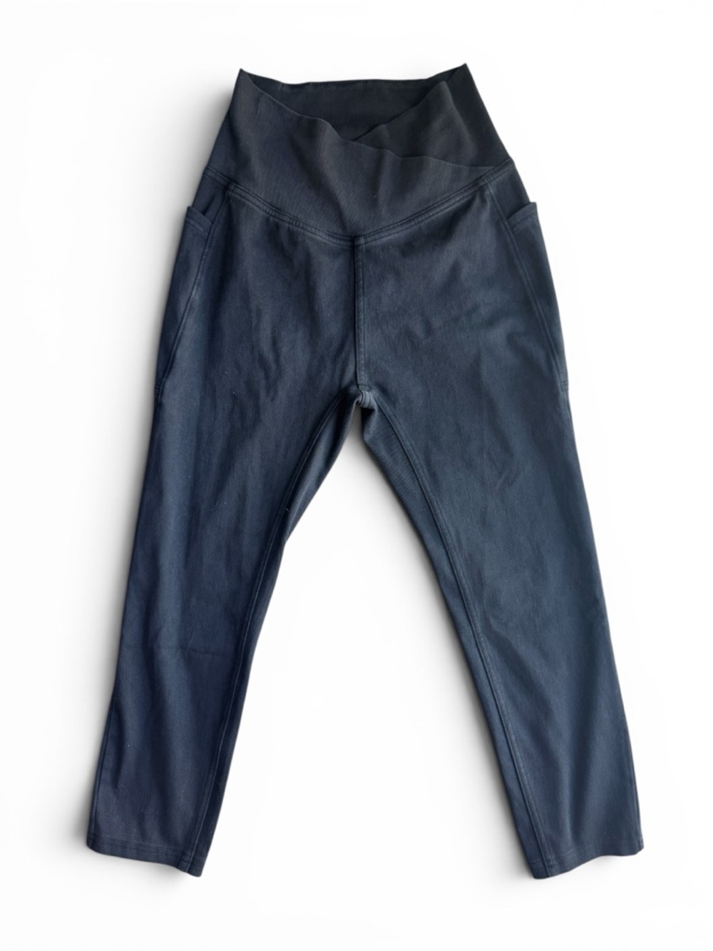 NWOT HALARA Black Denim High-Waist Leggings with Crossover Waistband